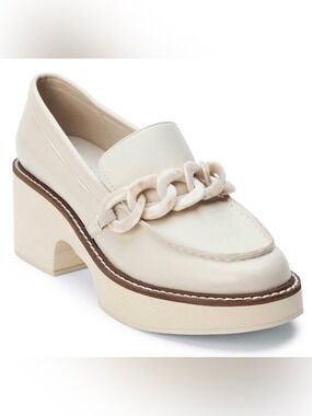 Coconuts by Matisse Off White Louie Platform Loafers With Chain Accent-Size 8.5